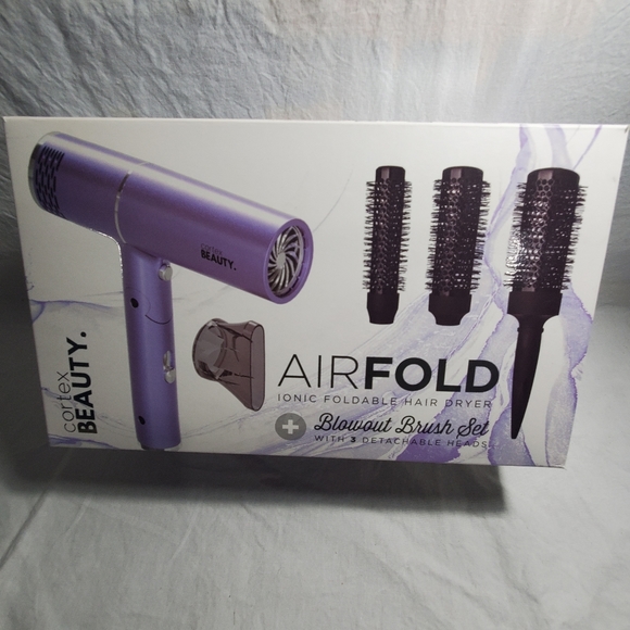 AIRFOLD Ionic foldable hair dryer blowout brush set with 3 detachable heads - Picture 1 of 5